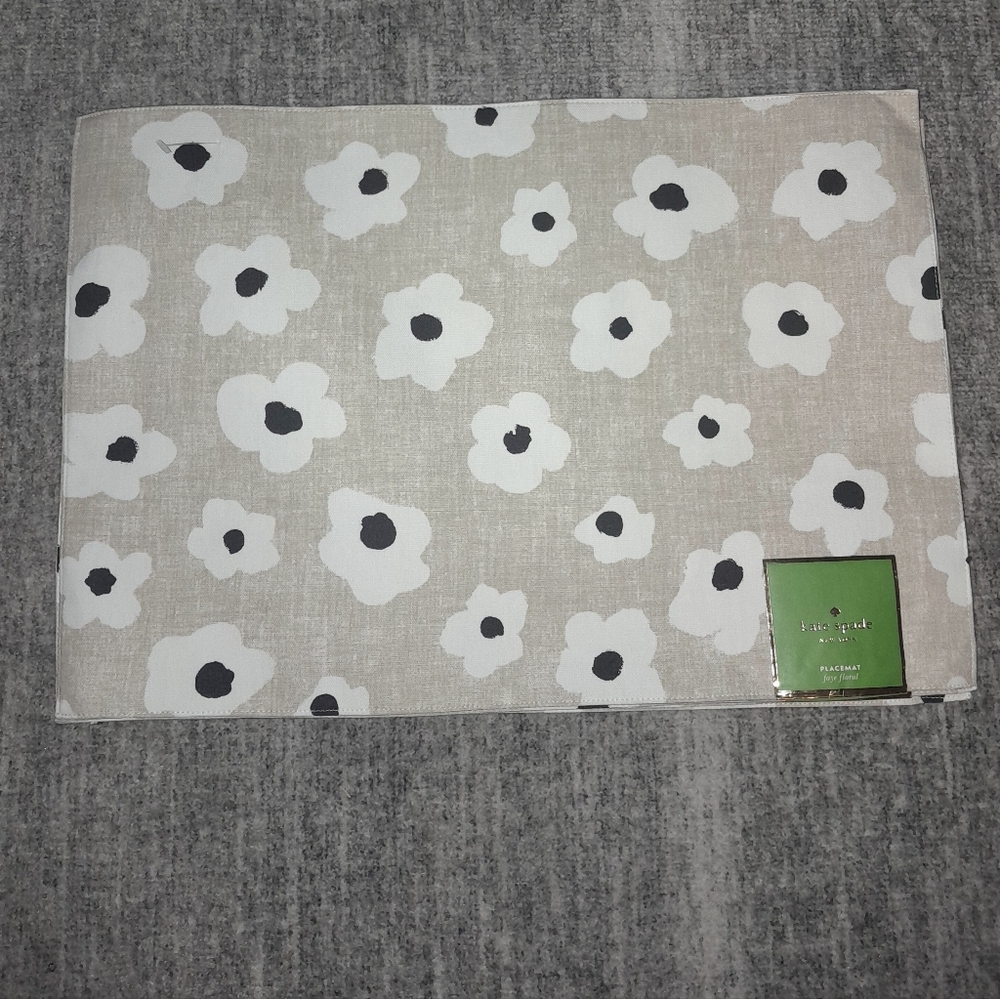 Kate Spade Floral Placemat in Black and White on Tan